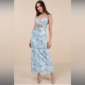 Floral Cutout Maxi Dress in Blue